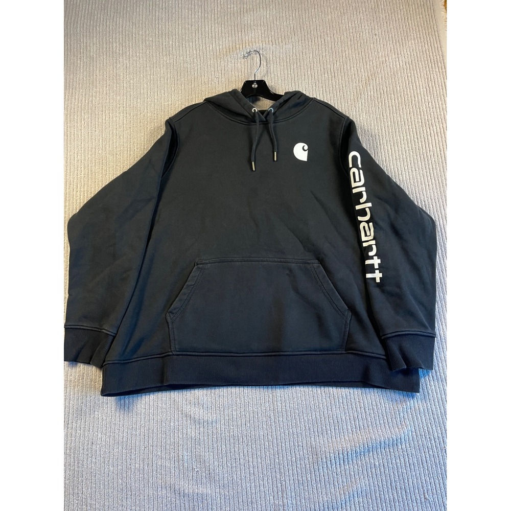 Carhartt Hoodie Mens 3XL Fits 2XL Relaxed Fit Sweatshirt Sleeve Black Pullover
